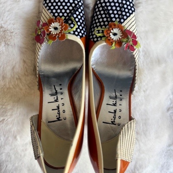 Floral + Polka Dot NICOLE MILLER COUTURE Pumps 7.5 [VINTAGE - NWT] - Picture 2 of 7